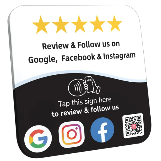 Google Review plate & Social Media Sign NFC Plate with QR Code